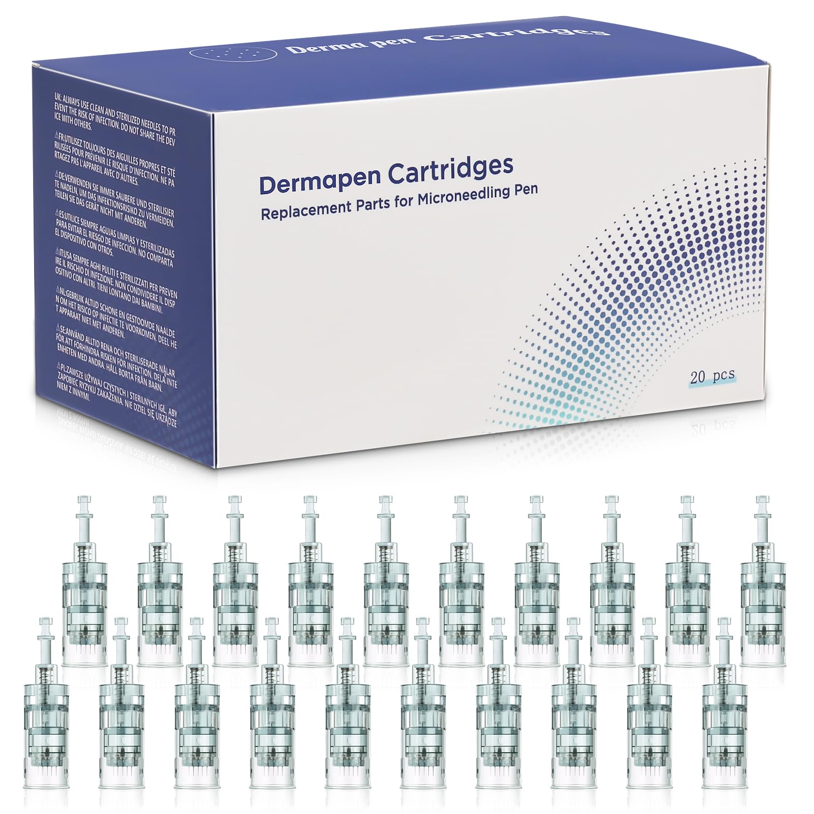 Microneedling Cartridges 16 pin, 20pcs Replacement Dermapen Cartridges for Dr Pen Ultima M8 Auto Microneedle System