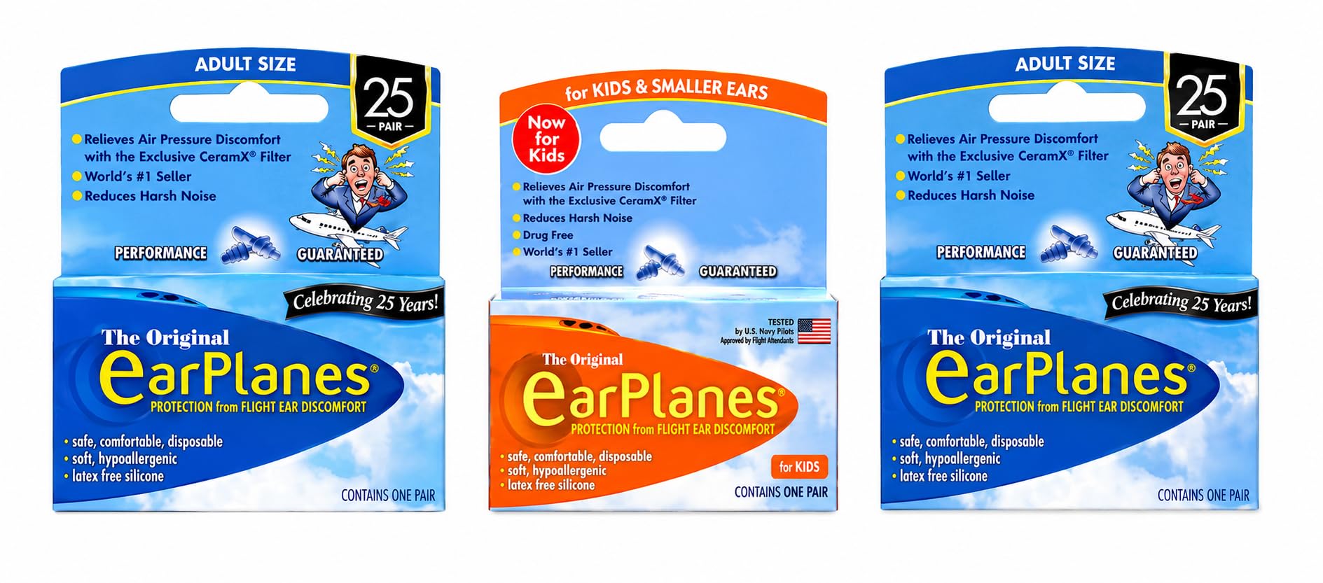 Family Airplane Ear Plugs Combo Pack 2 Adult 1 Kids | Prevent In Flight Ear Pain Discomfort and Pressure Changes During Airplane Travel | Noise Relief Silicone Ear Protection-image-30
