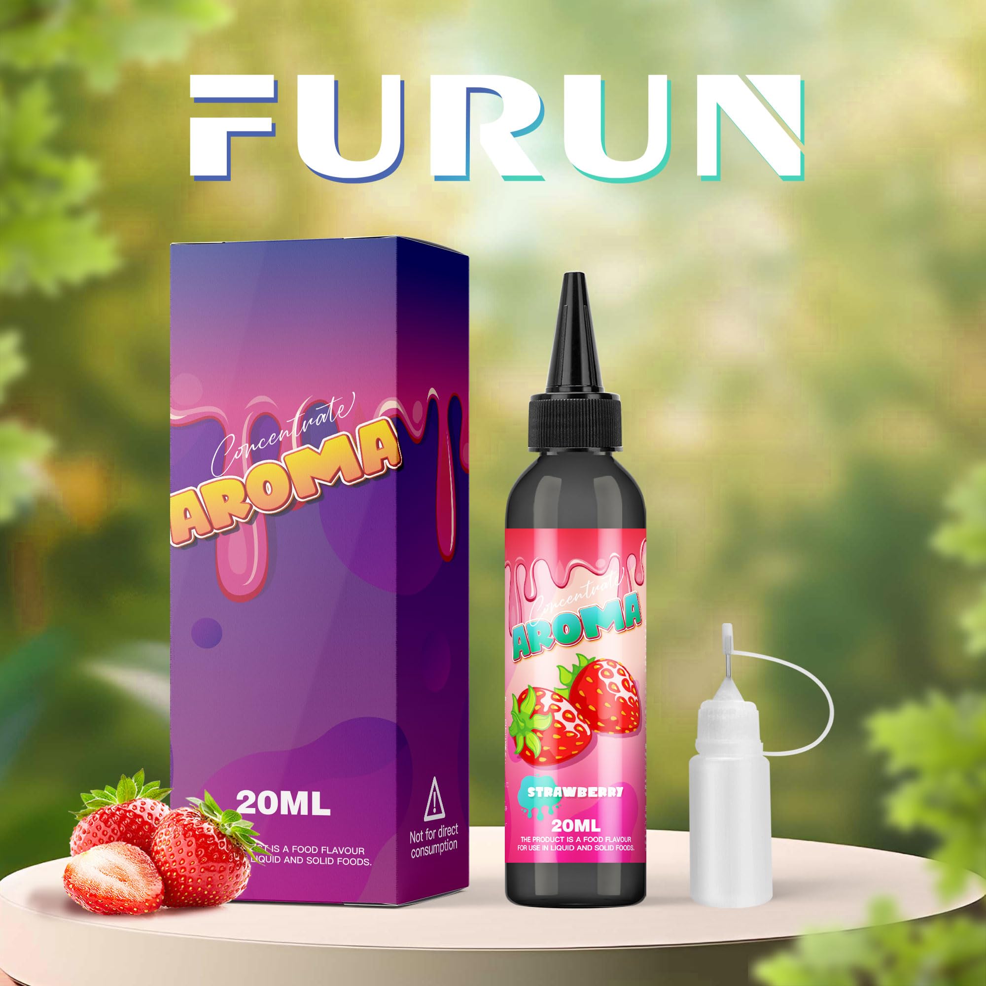 FURUN Koncentrat Aromatyczny 20 ml (w butelce 120 ml) – Zapach do gotowania, pieczenia, napojów (Truskawka)