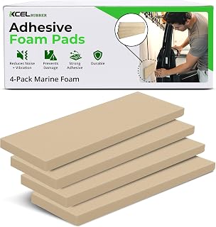 XCEL Foam Rubber Protector Panels – 4 Pack of Versatile Marine Foam Pads – Ideal for Wall Protection, Garage Parking, Car Door & Bumper Padding, Anti Vibration, Insulation, DIY Projects - Cream-Ivory