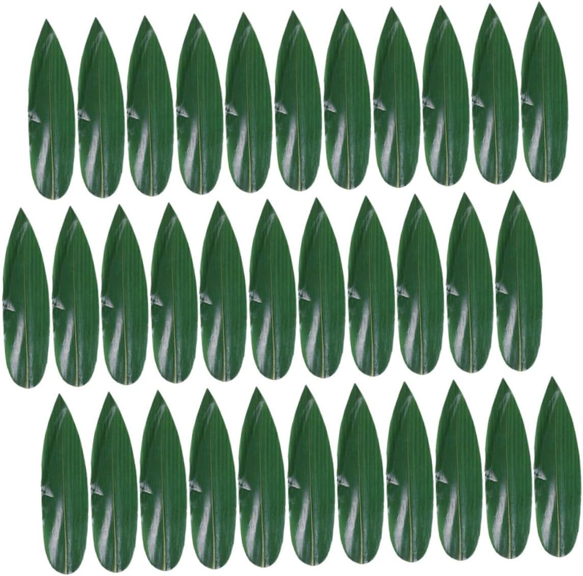 100pcs Bamboo Leaves Decorations Japanese Sashimi Plate Sushi Banana Leaf Artificial