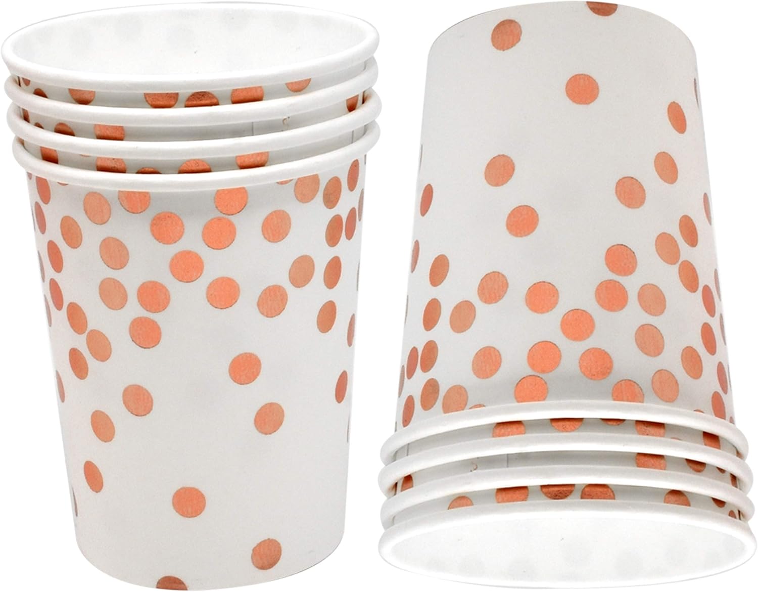 Flash Deals - 80% OFF Rose Gold Plates and Cups 150 Disposable Paper Party Set Includes 50 Dinner Plates 50 Dessert Plate and 50 Cup Gold Foil Dot for Birthday Wedding Bridal Shower Holiday Dinnerware Supplies