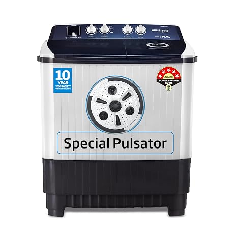 Voltas Beko 14 kg, 5 Star semi-Automatic twin tub Washing Machine (WTT140AGRT) Gray - Jumbo Series