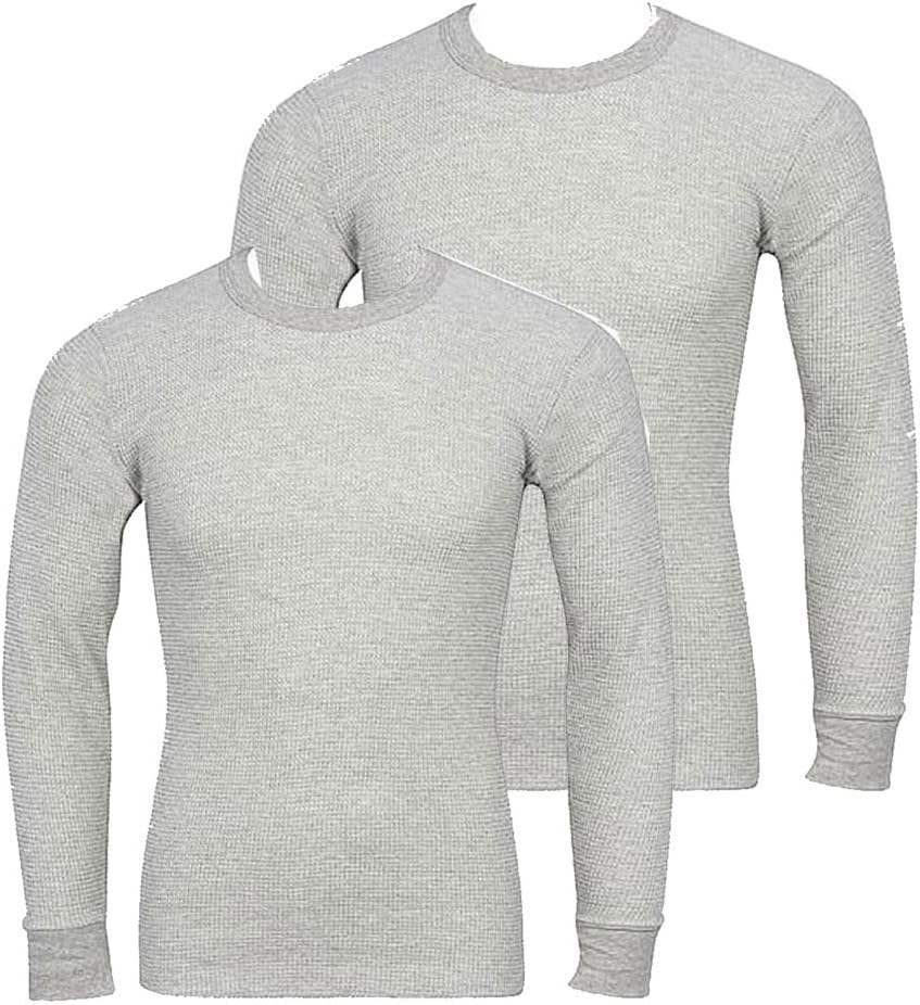 Indera - Mens Regular and Tall Long Sleeve Thermal Top, 800LS,Small,2 Pack: Grey/Grey