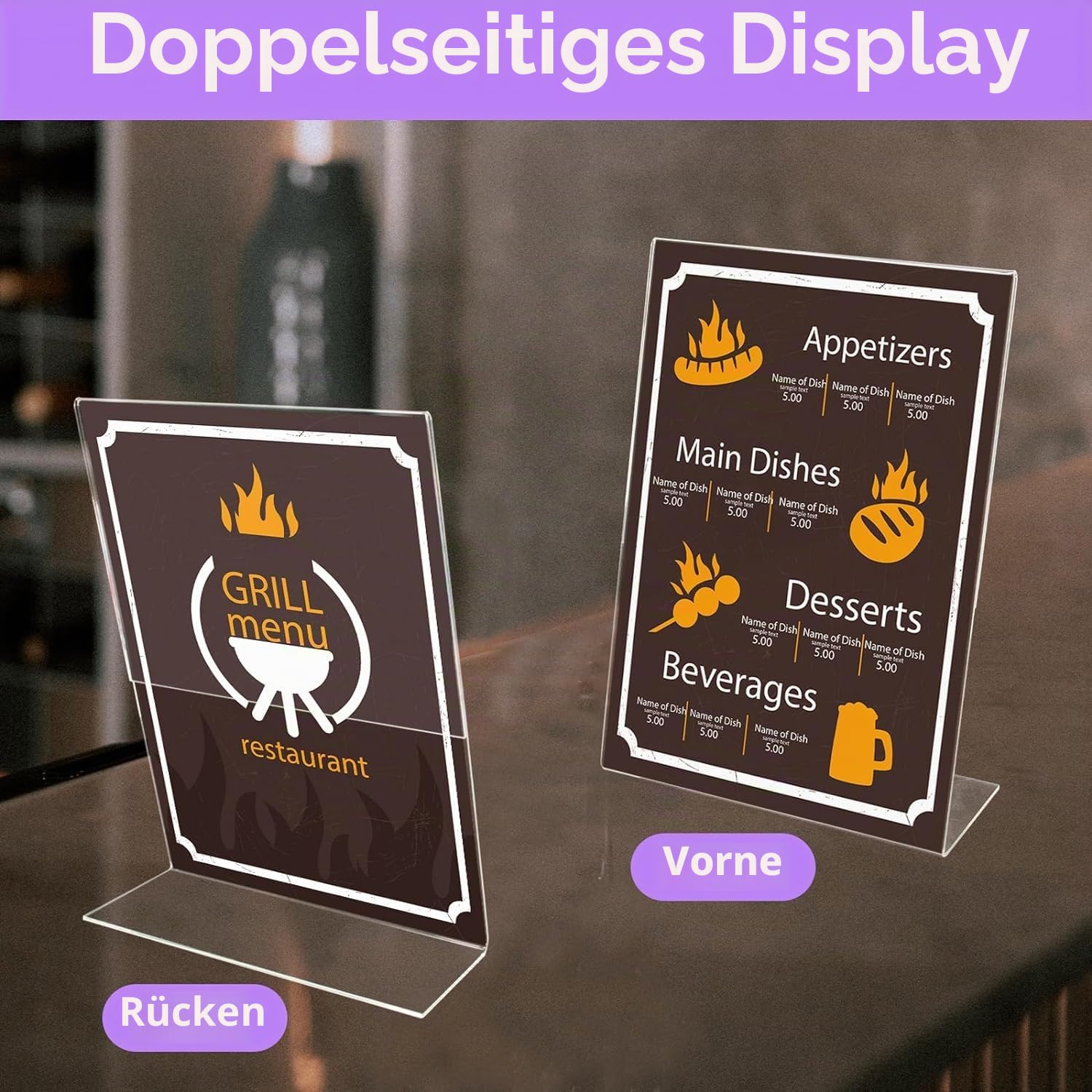10 Stück A5 Acryl Tischaufsteller, Transparenter Aufsteller Kunststoff Menü Rack Display (A5-L 10Pack)
