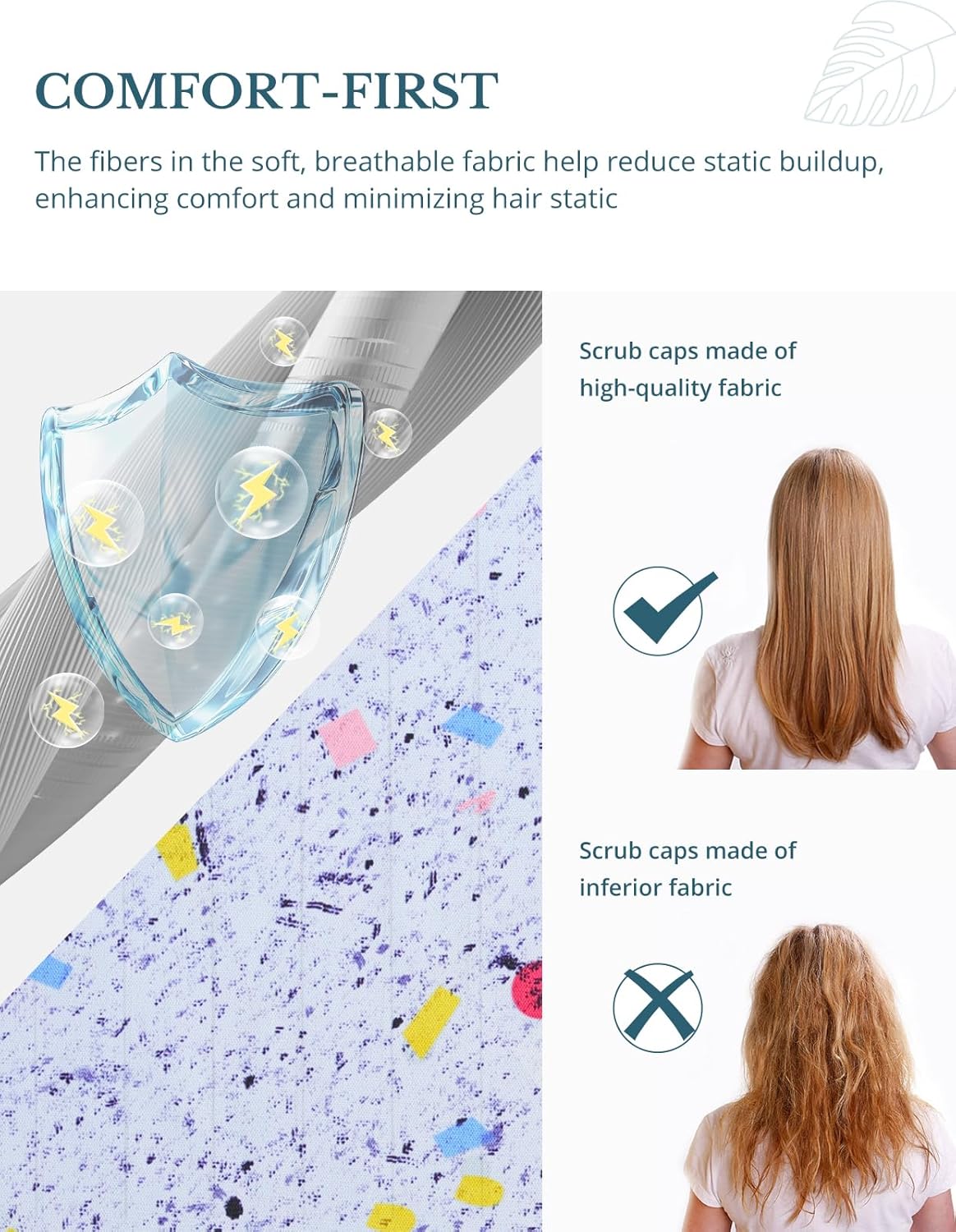 Colorful Double-Sided Printed Scrub Caps for Men and Women with Buttons, Adjustable Helps Reduce Static Buildup Medical Hats, Classic and Breathable Surgical Caps with Sweatband for Long Hours - Image 3