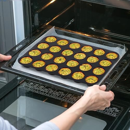Miniatura 4 de Molde de silicona para magdalenas para hornear 24 tazas antiadherente, molde de silicona para hornear magdalenas, cupcakes, huevos, 2 unidades,
