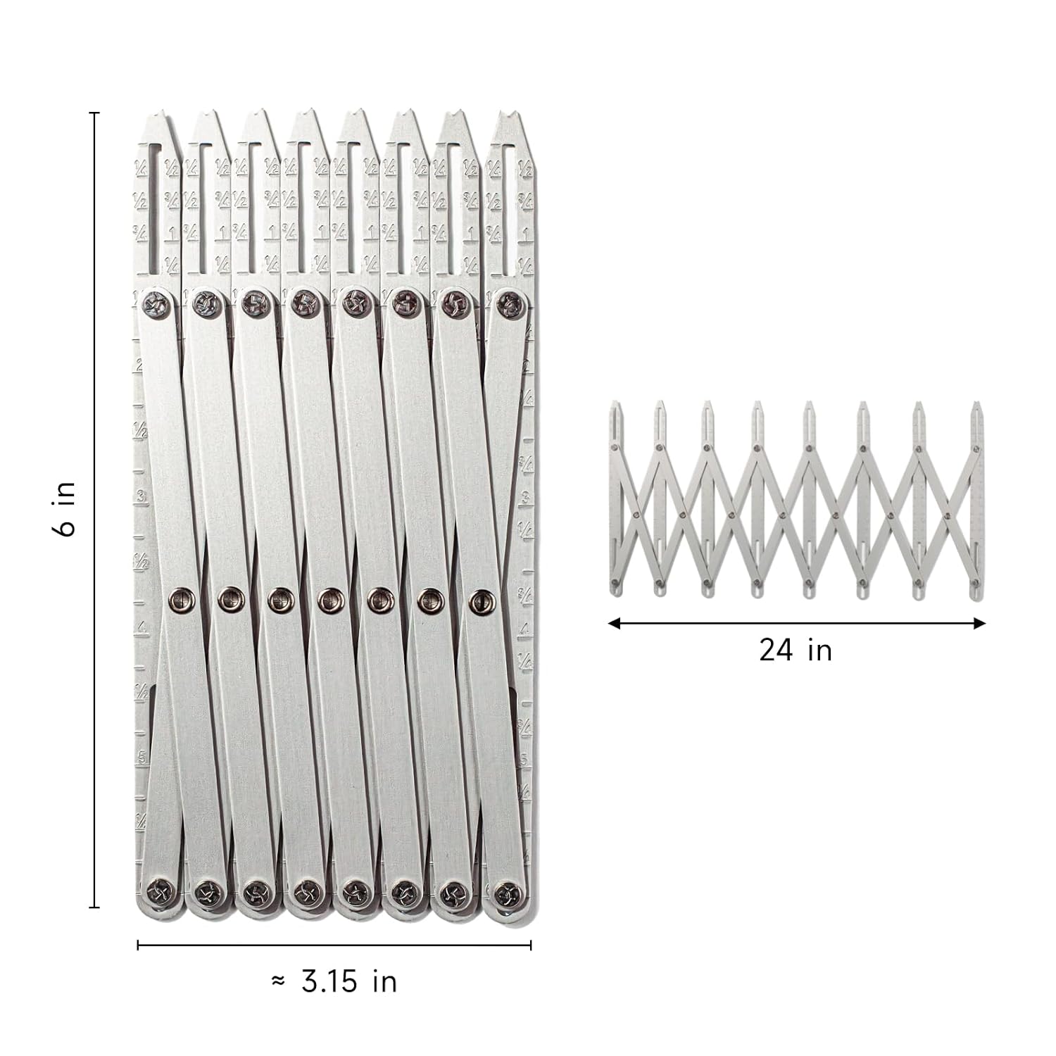 KEARING Expanding Sewing Gauge 24" Adjustable Aluminum Ruler – Equal Division Buttonhole & Pleat Spacing Tool, Quilting Divider, Fabric Marking & Measuring Guide for Sewing & Craft Projects