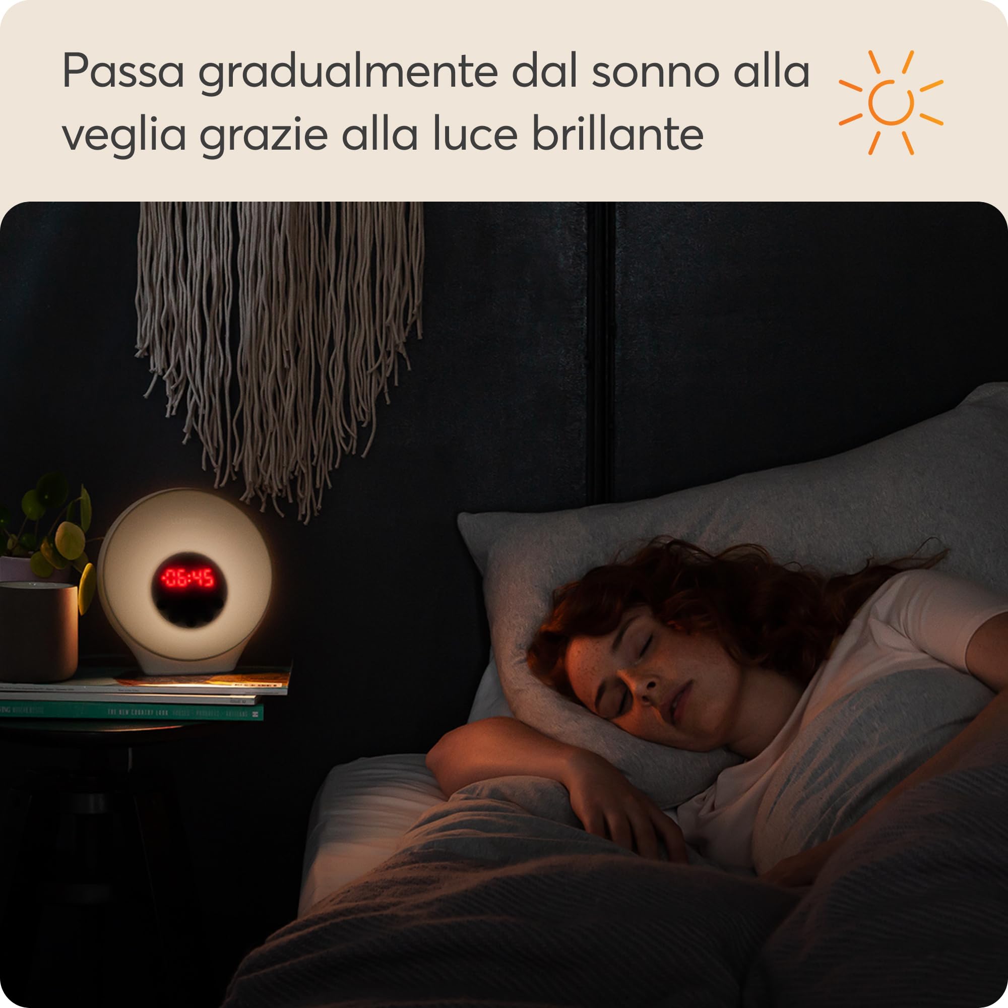 Lumie Sunrise - Sveglia con effetto tramonto e tramonto, sveglia, suoni e luce d'atmosfera
