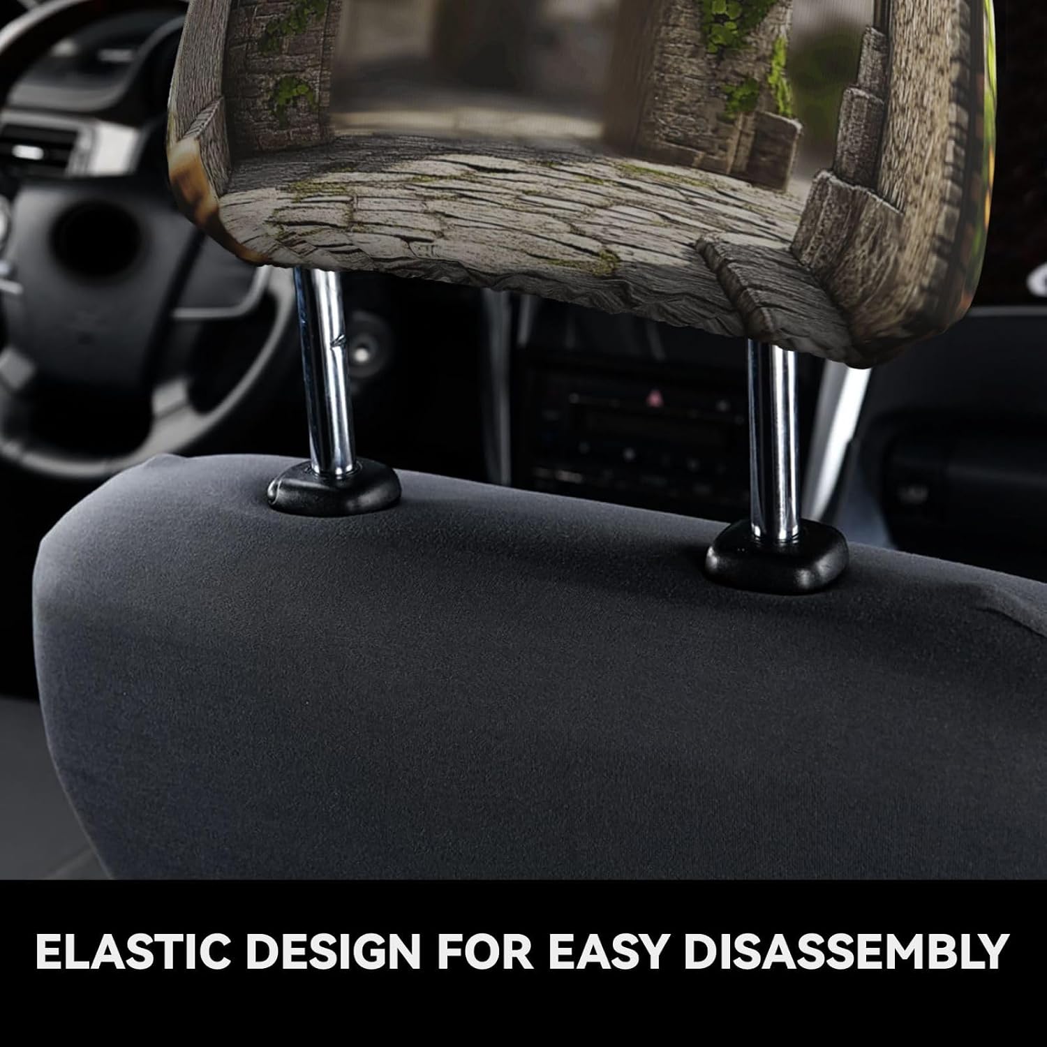 Rural Outdoor Scenery 2 PCS Car Headrest Cover, Personalized Funny Car Seat Mask, Universal Interior Car Accessories image 4