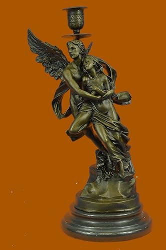Art Deco - Escultura de bronce de mármol AngelÊ Psique y ErosÊ Figura de estatua Cupido