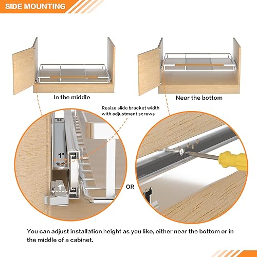 Miniatura 7 de SANNO Escurridor de platos expandible de acero inoxidable con soporte de almacenamiento de utensilios y cubiertos extensible para gabinete,