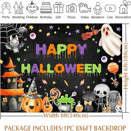 Miniatura 9 de Avezano Telón de fondo de Halloween espeluznante para fiesta de fantasmas para niños, fondo de fiesta de Halloween, decoración de pared para el