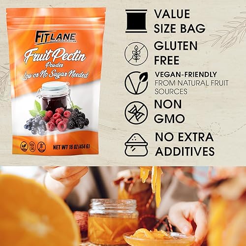 Miniatura 7 de Polvo de pectina de fruta para mermeladas y gelatinas bajas o sin azúcar Natural vegano y sin OMG Polvo a granel de alta calidad Bolsa de tamaño de