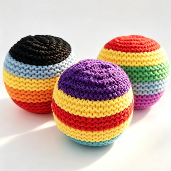 Yeahsiij Colorful Crochet Footbag Set for Beginners