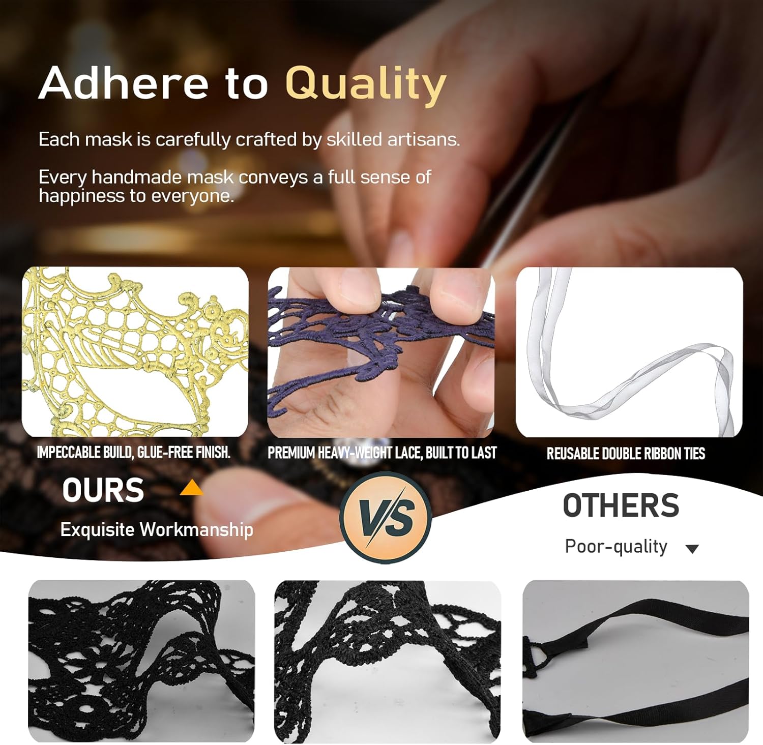 Hoshin Masquerade Mask for Women, Lace Half Face Venetian Masks with Peacock Feathers Mardi Gras Party Masks Costume - Image 4