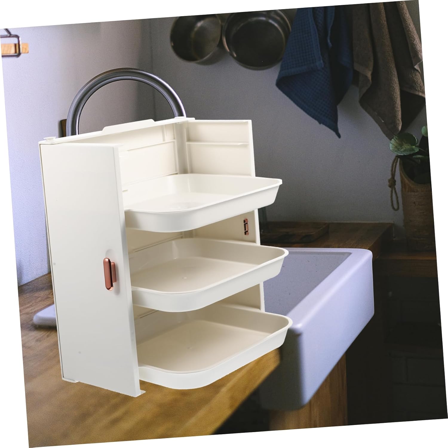 Multi Kitchen Food Storage Rack Punch Vegetable Tray for Hotpot Bbq Material with Sliding Access Space Saving Wall Mounted Design Food Tray Rack