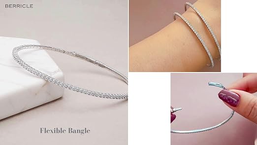 Amazon.com: BERRICLE Sterling Silver Flexible Statement Bangle