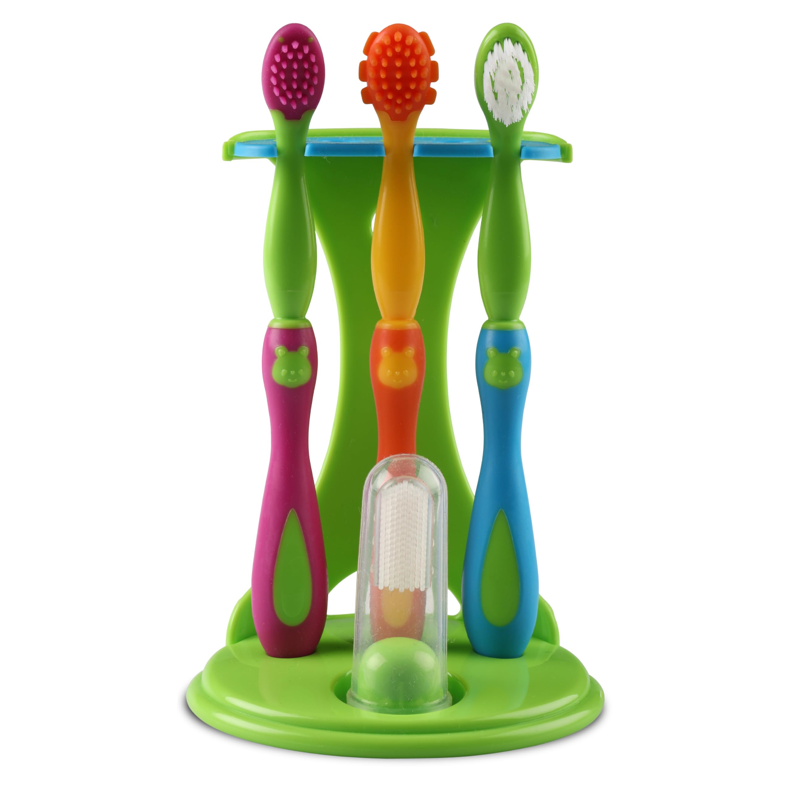 LuvLap 4 Stage Baby Oral Care Set for infant, baby, Toddler & Kids' primary teeth & gums, Infant Gum Massager, 2 Toddler brushes, One Training toothbrush, BPA Free, New Born to 60months