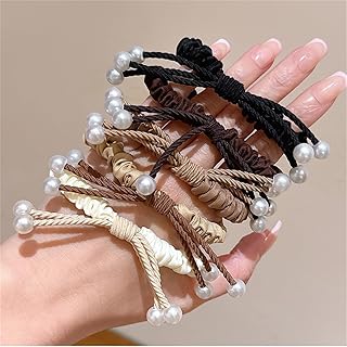 ヘアゴム おしゃれ パール シュシュ 5個セット 女性 ヘアアクセサリー 大人 通勤 通学 日常 高弾性 髪留め ポニーテールのヘアバンド シンプル トレンド 小物 シンプル かわいい ゴムレディース (C-5個セット)