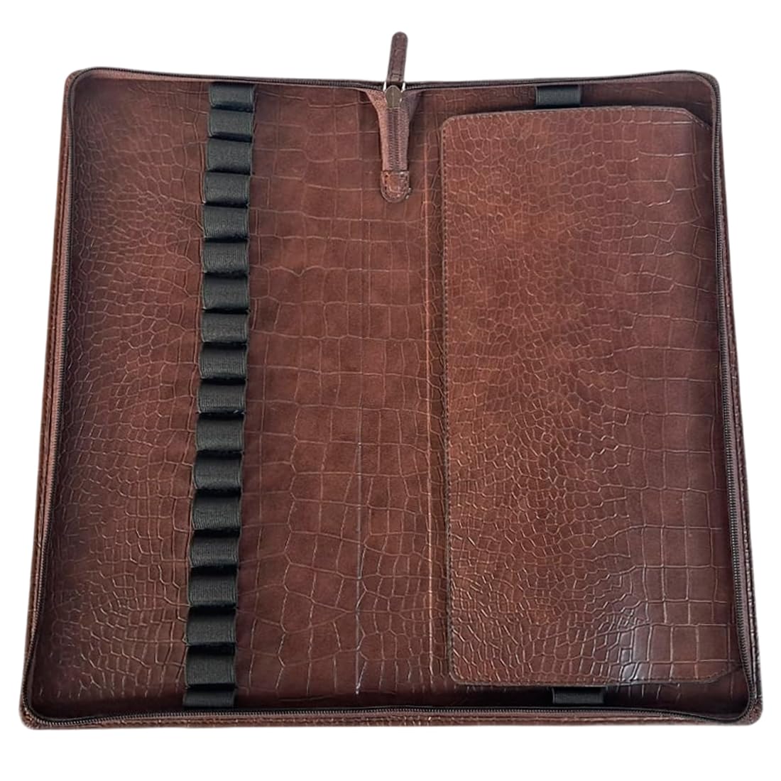 essart Astuccio in pelle PU di alta qualità, per uomo e donna, con 36 scomparti, con cerniera, per scuola, lavoro e ufficio, colore marrone coccodrillo