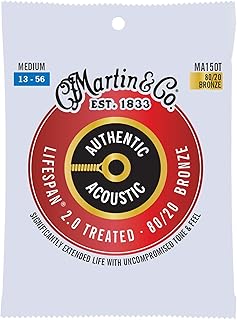 Martin Authentic Acoustic Guitar Strings, Lifespan 2.0 Treated, Medium, 80/20 Bronze
