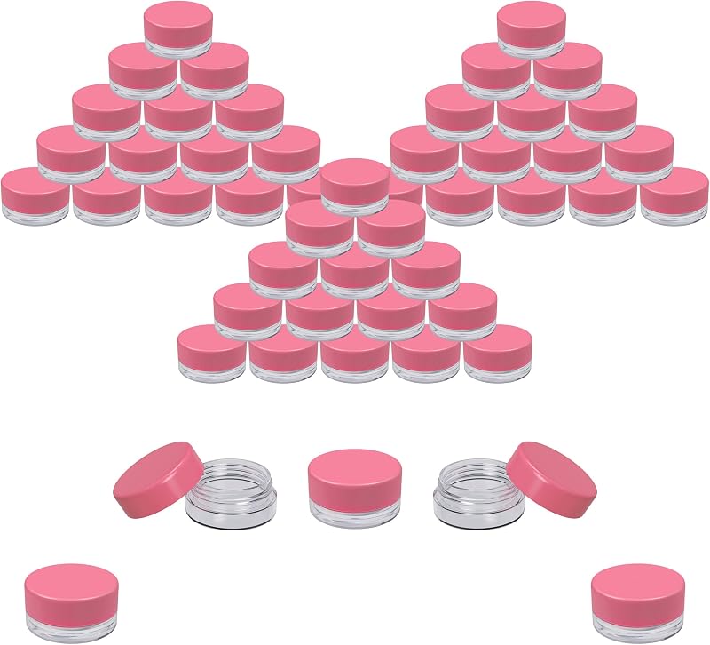 Houseables Frascos Recarregáveis de Plástico Rosa com Tampa de Rosca, 3 mL, Pacote com 50