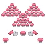 Houseables Sample Containers, Lip Balm Containers, Sample Jars, Mini Jars with Lids, Small, Empty, Makeup, Powder, Gloss, Cosmetic, Tiny, Chapstick, Dab, Wax, Scrub, Little, Pink, Plastic 3 Gram, 50PK