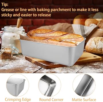 AKOLAFE 6PCS Stainless Steel Loaf Pan 8.5x5.5 Inch Banana Bread Pans for Homemade Breads Baking Pan for Oven Metal Meatloaf Pan Sandwich Bread Loaf Pans for Baking Bread Tin for Bakings Meat Loaf Cake
