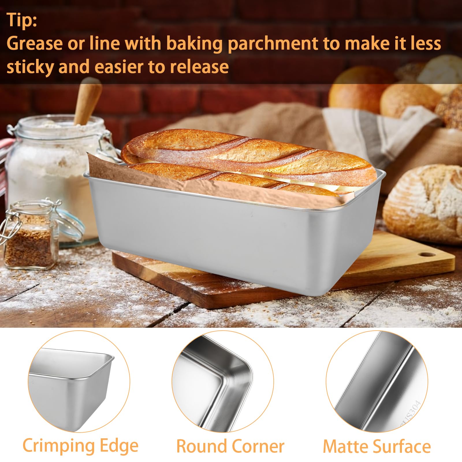 AKOLAFE 12 Stück Edelstahl-Kastenform 21,6 x 14,9 cm, Bananenbrotform für hausgemachte Brot, Kastenform zum Backen von Brot, Sauerteig, Brot, Backform, Metall, Sandwich, Brot, Pfannen für Hackbraten