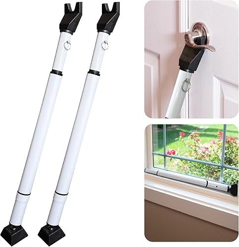 Miniatura 9 de Barra de seguridad para puerta, 28 a 45 pulgadas de longitud ajustable y tapón portátil para el hogar y la oficina, seguridad adicional durante el