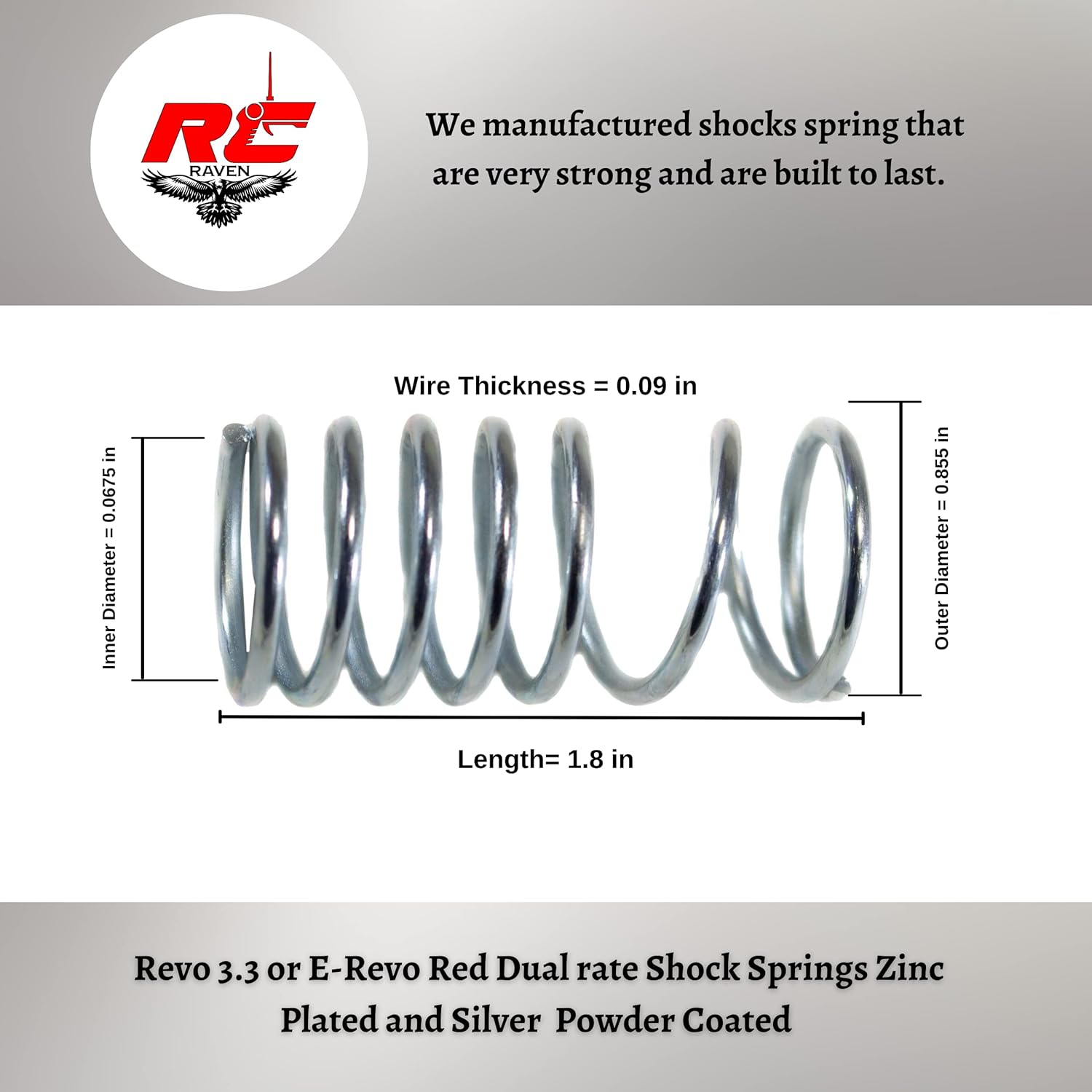 4 pcs of RC Shock Springs for RC Car E-Revo or Revo 3.3 Silver Plated Dual Rate Shocks Spring Set