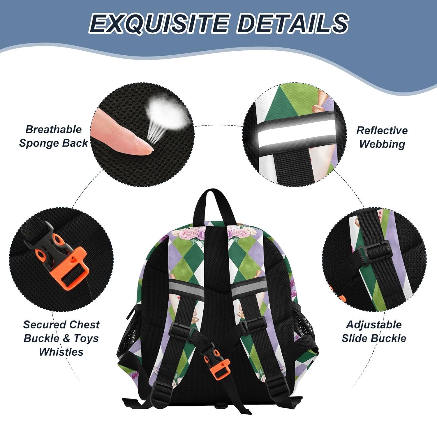 Card Rose Hat Toddler Harness Backpack for Boys Girls 3-6 Years Kids Backpack with Anti Lost Safety Leash Baby Protection Backpack for Preschool Travel Walking