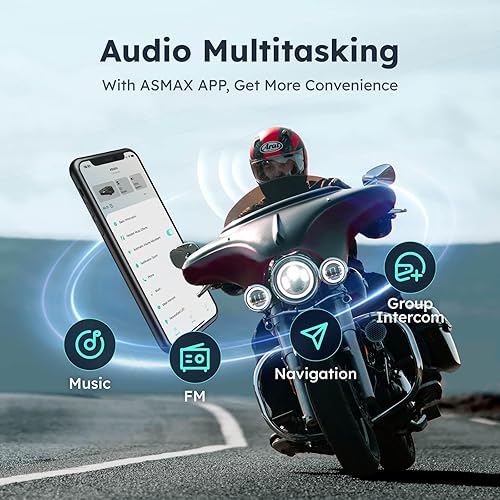 Miniatura 6 de Auriculares Bluetooth S1 para motocicleta con 3 modos de intercomunicación, comunicación de malla de 8 pasajeros, voz AI, radio FM, volumen