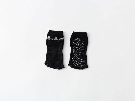 Wellrox Toeless Yoga Socks With Grips for Women, Open Toe Pilates Socks