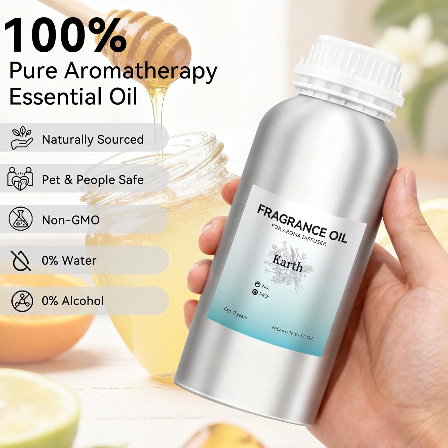 JEPEErbz Karth Hotel Diffuser Oil(500ml / 16.9oz), Essential Oils for Diffuser, Natural, Long-Lasting, Luxury & Sophisticated Scent, Ideal for Hotel-Inspired Spaces