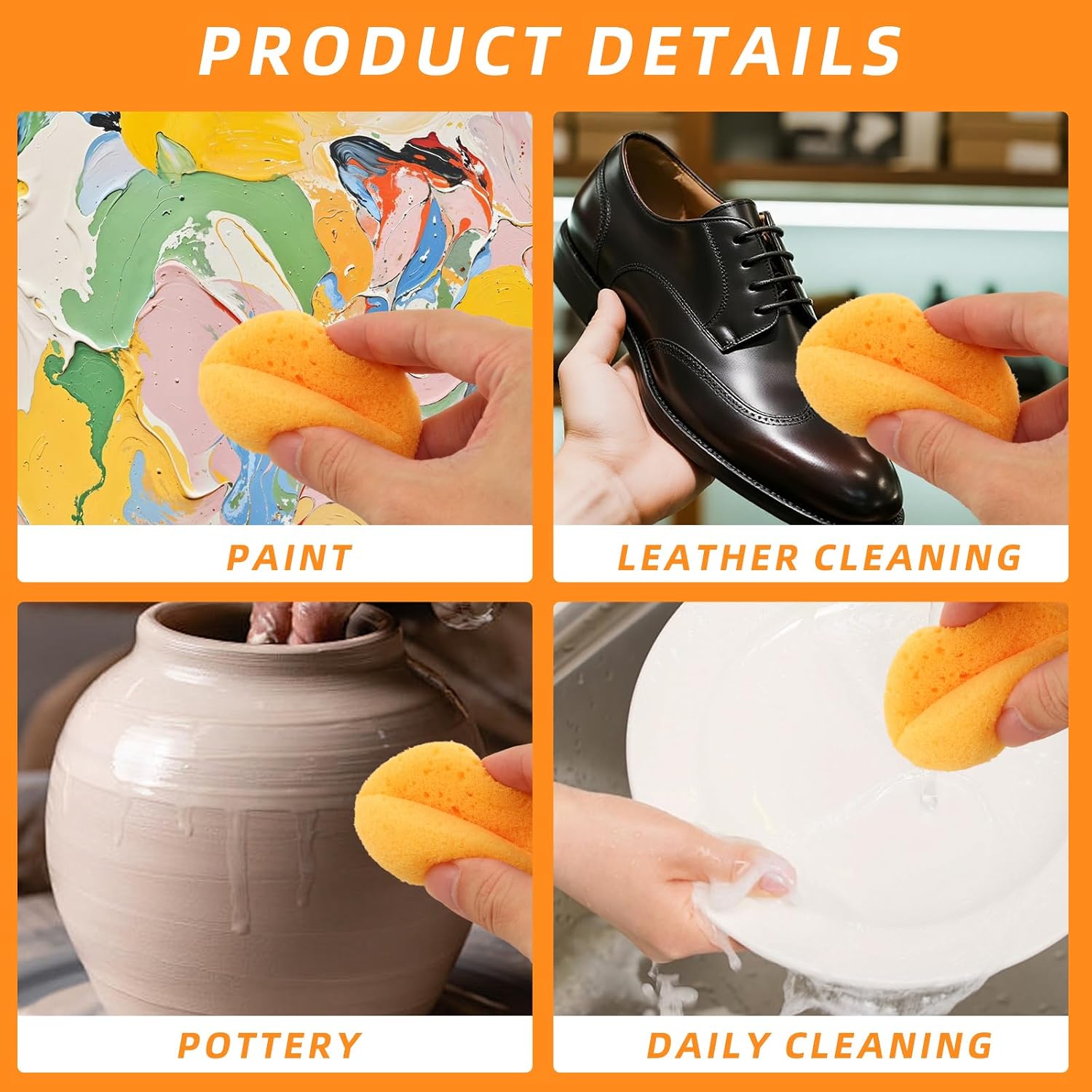 12 PCS Round Pottery Sponges for Clay & Painting- 2.8 Inch Durable Synthetic Sponges, Elasticity Ceramic Clay Sponge, Round Cleaning Water Absorption Soap Sponge for Crafts Household Use and More