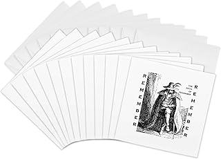 3dRose Greeting Cards - Remember Remember Guy Fawkes Illustration - 12 Pack - Vector Art - Guy Fawkes Night