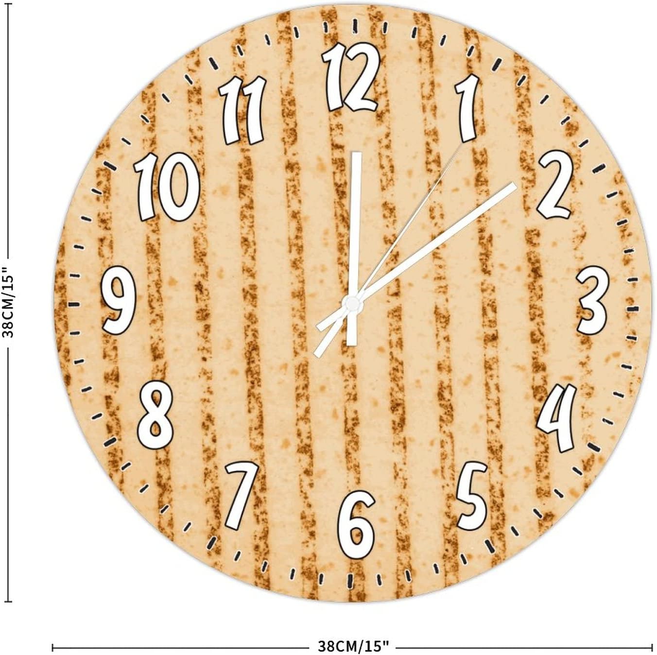 Mexican Tortilla Stripes Hanging Wall Clock Non Ticking Silent Wall Clocks Food Kitchen Decor Wall Clock for Home Office School Restaurant Wall Decor 15Inch Round Clock Birthday Housewarming Gift