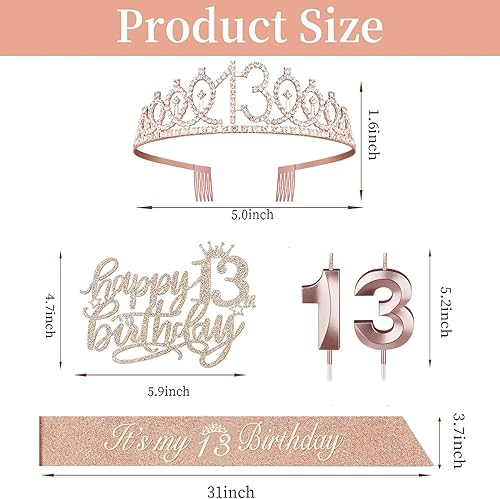 Miniatura 14 de Decoraciones de cumpleaños de 3 años para niñas; banda, corona/tiara, velas y adorno para pastel de cumpleaños de 3 años; regalos y decoraciones