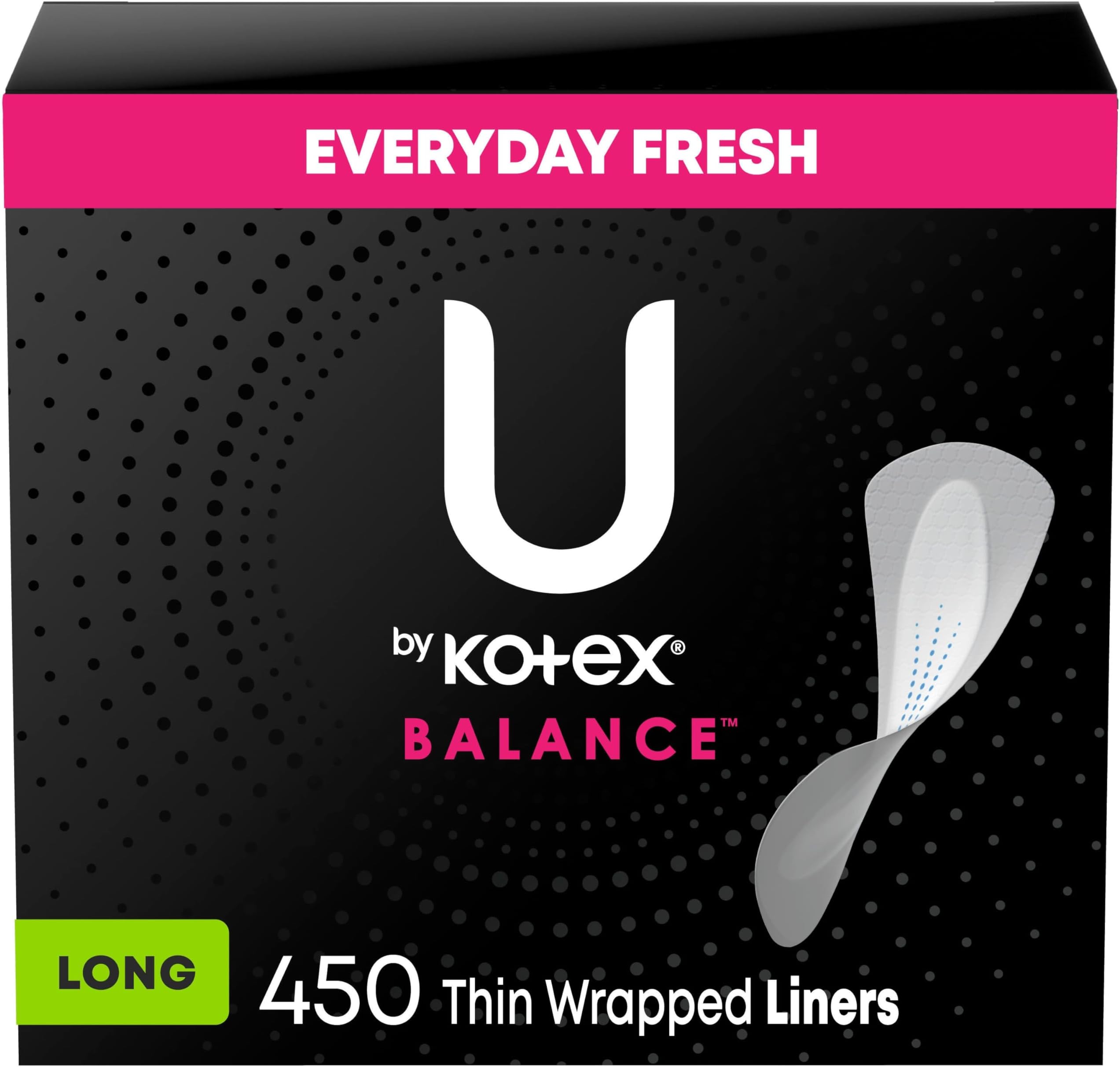 Barely There Thin Panty Liners, Light Absorbency, Long, Unscented, 450 Count (5 Packs of 90) (Packaging May Vary)