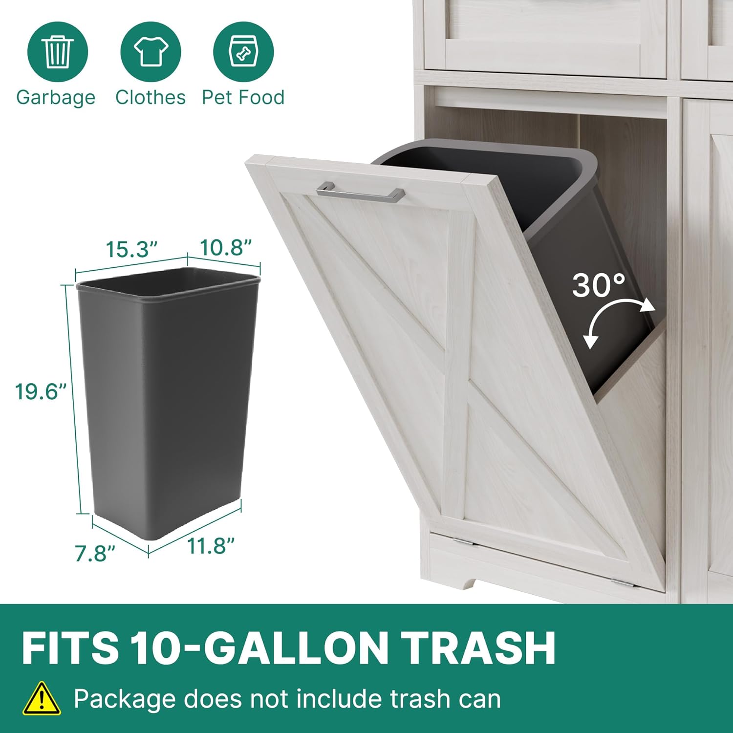 DWVO 10 Gallon Tilt Out Trash Bin with 2 Drawers Adjustable