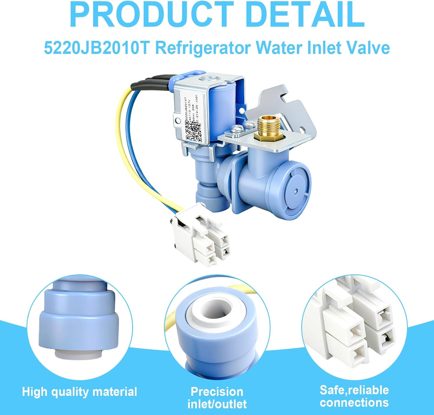 5220JB2010T Refrigerator Water Inlet Valve Compatible with LG Kenmore Refrigerator Models Replace 5221JA2008G 5221JA2008H AJU55759301 AJU55759302 AJU55759303 PS10065037