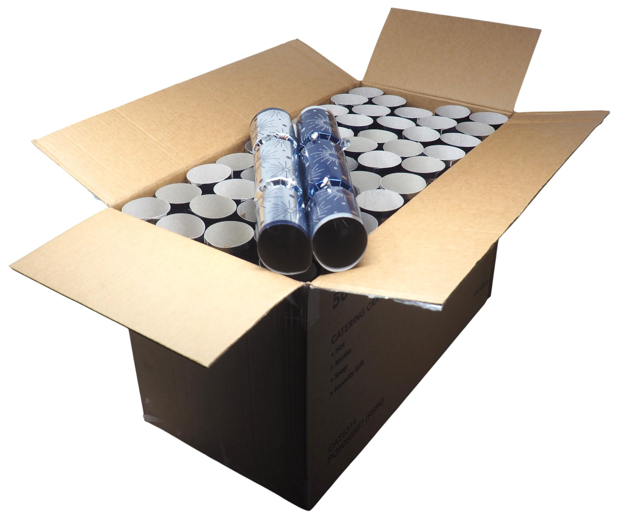 RSW International 50 Christmas Catering Crackers - Navy Silver - Corporate Events/Restaurants