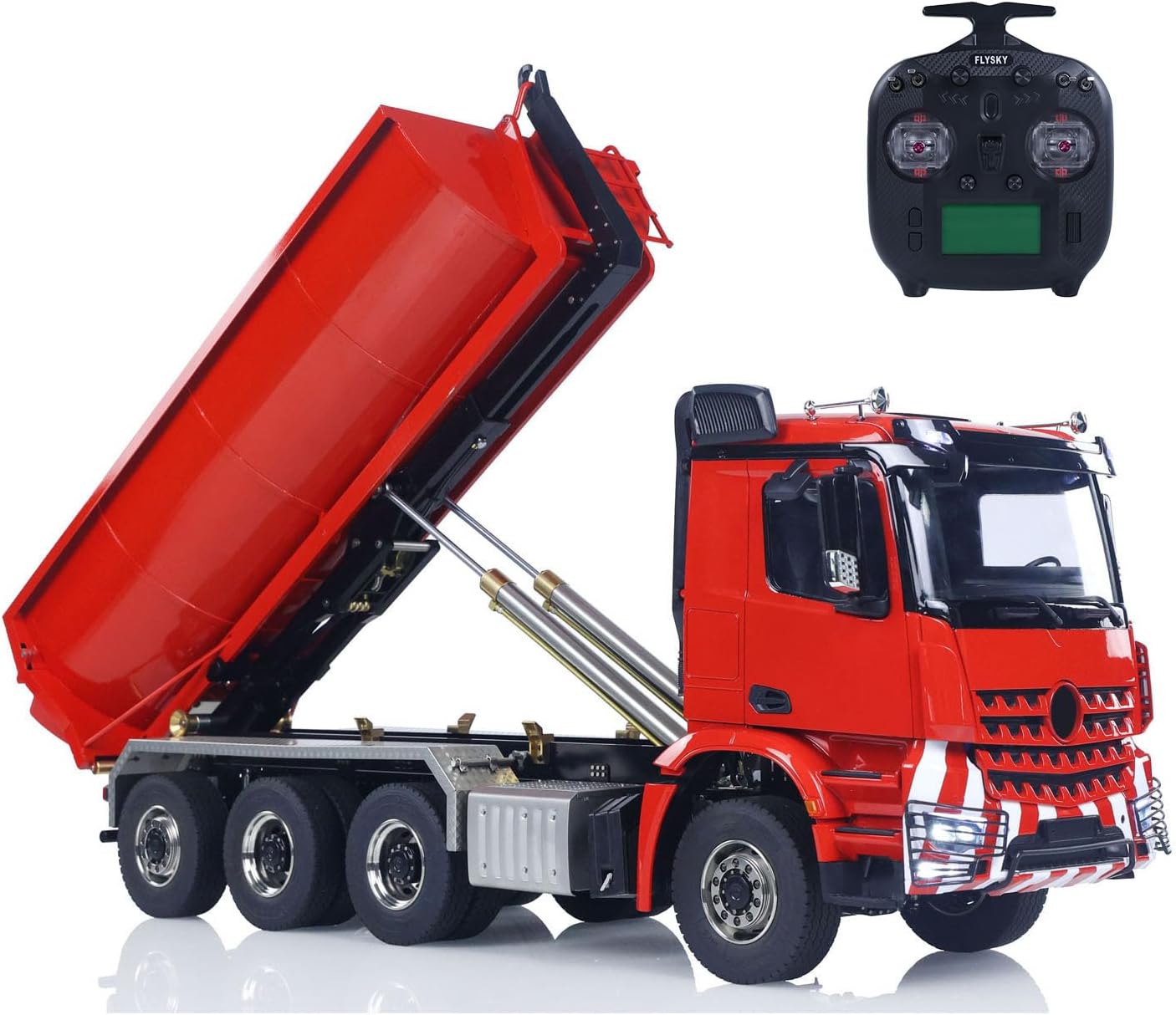 TOUCAN RC HOBBY 8X8 1/14 Hydraulic RC Full Dump Truck Metal Remote Control Roll On Off Tipper BZ 3363 Car Model Sounds Lights Flysky ST8 Radio for Adult