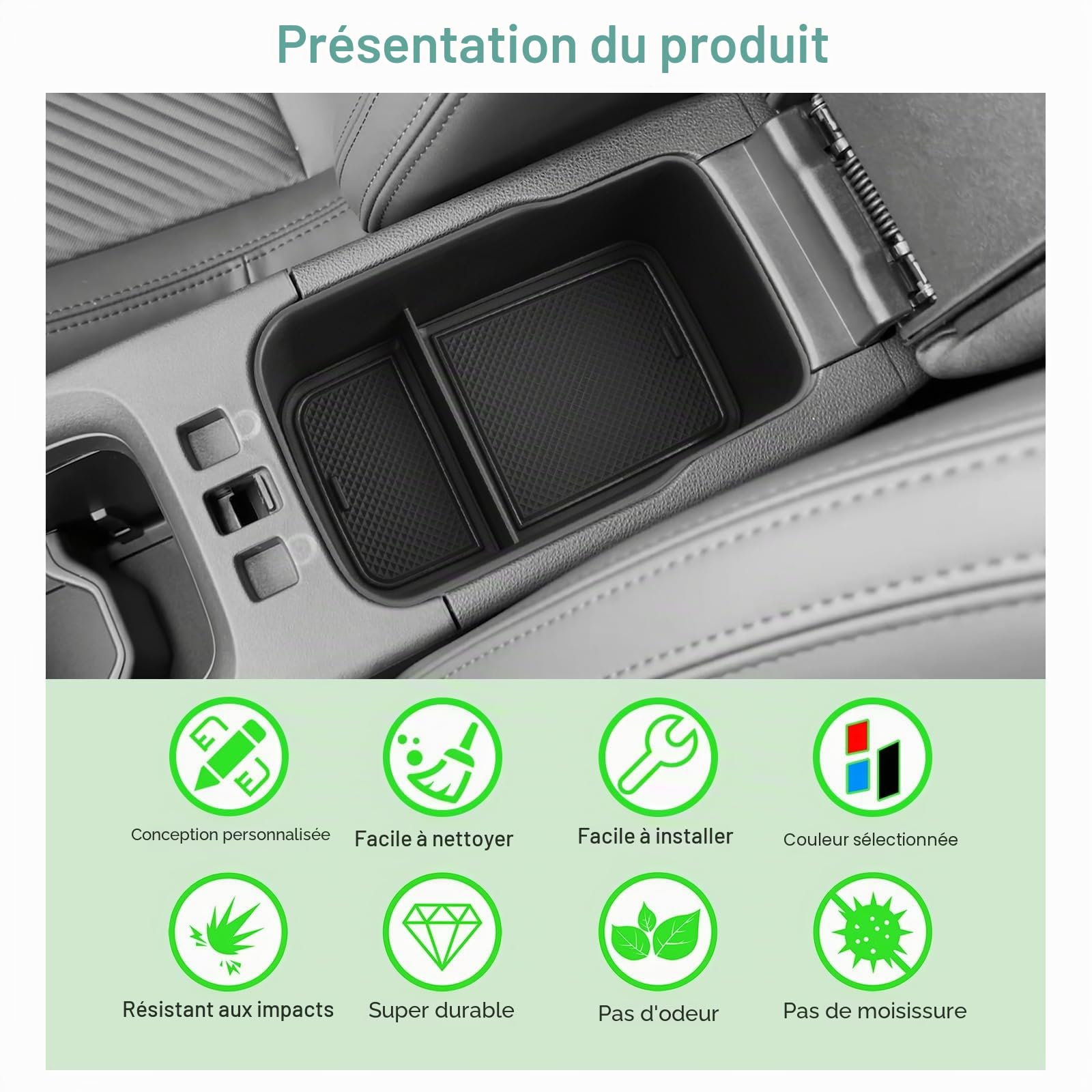 GAFAT Compatible avec Alfa Romeo Junior 2025 2026 Boîte de Rangement Console Centrale, Romeo Junior Ibrida Organiseur Plateau pour Accoudoir, avec Tapis Antidérapants, Accessoires Romeo Junior