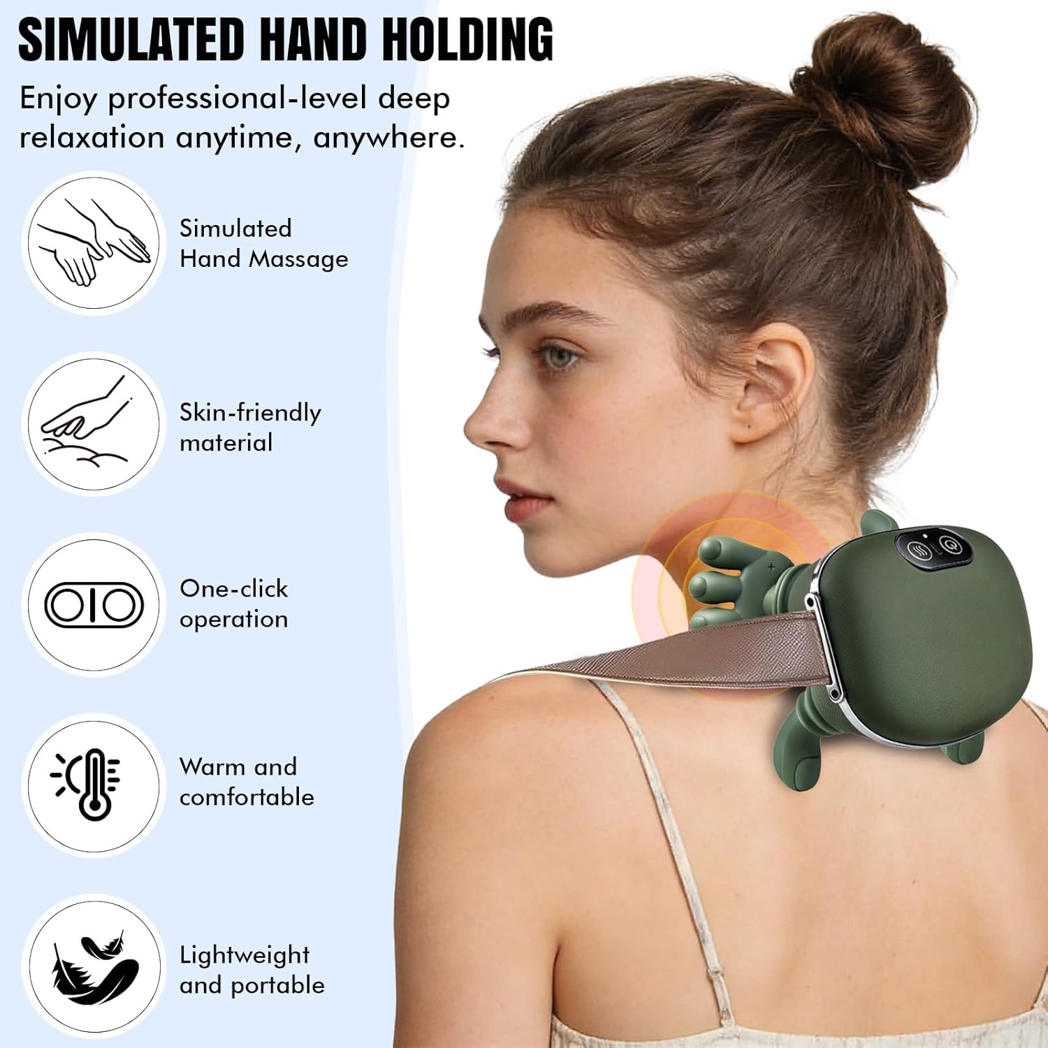 Neck Massager with Heat for Pain Relief Deep Tissue, Shiatsu-Style Shoulder Back Massager, Cordless Hands-Free Electric Massager 2026, Gifts for Women Men
