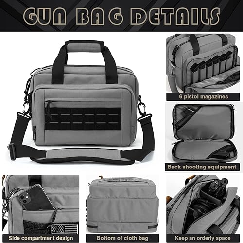 Miniatura 3 de VEAGIA Bolsa de rango,Estuche de pistola,Bolsas de gama de armas para pistolas y bolsa de munición 2 pistolas suave bolsa de tiro de transporte