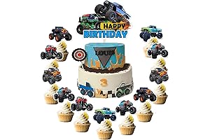 36PCS Monster Truck Cake Toppers for Boy's Birthday Parties