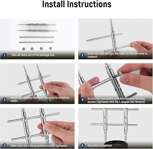 Miniatura 23 de NEEWER Llave inglesa de lente de acero inoxidable, herramienta profesional curvada de doble cara puntiaguda/plana de extracción de lentes con cuatro